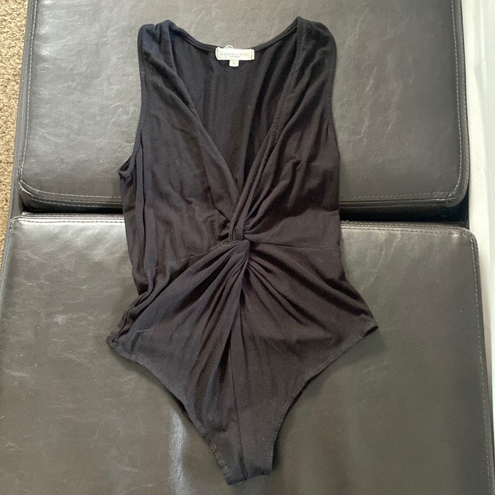 Low cut black tank top body suit